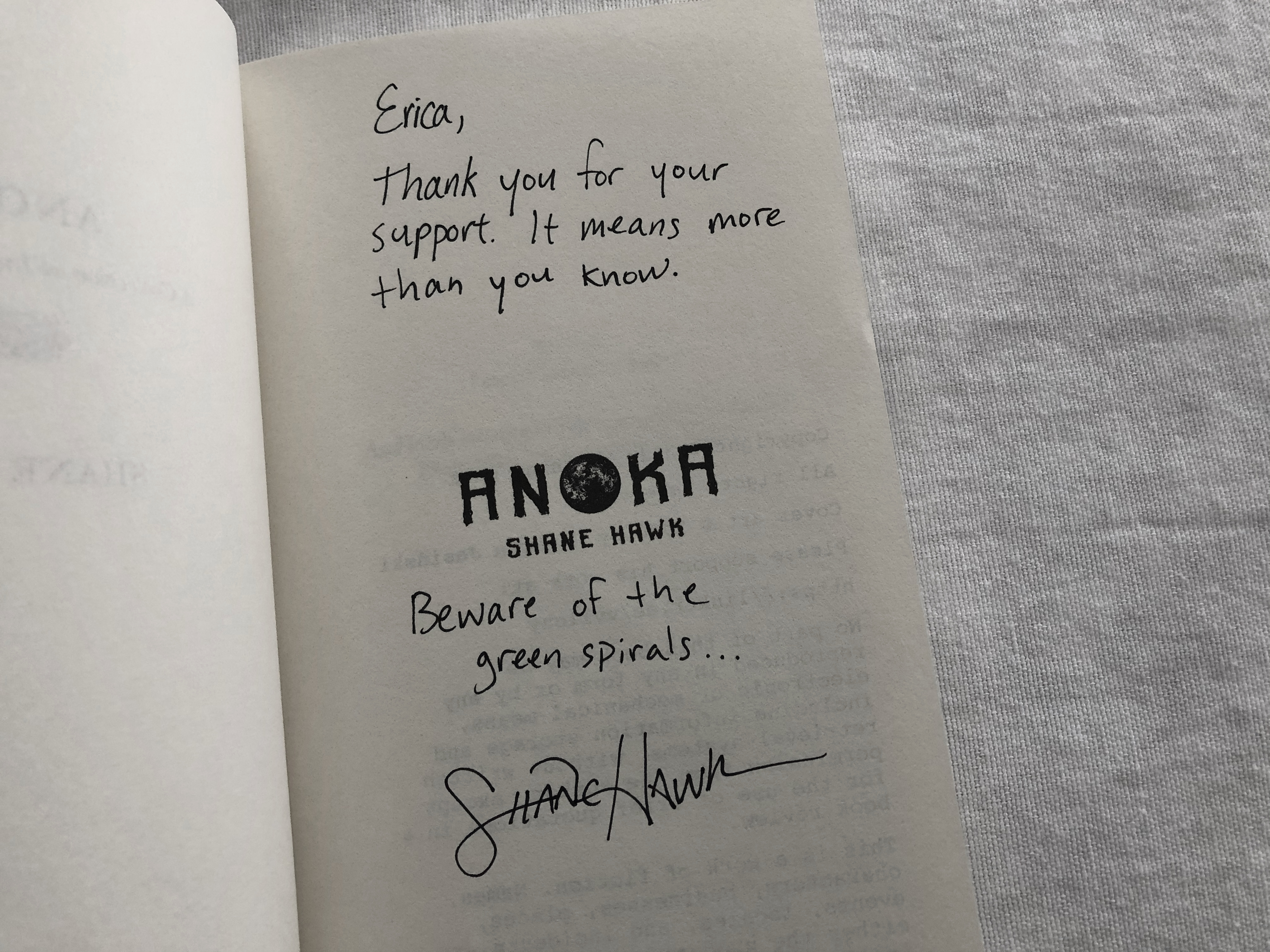 Signed Copy of Anoka by Shane Hawk