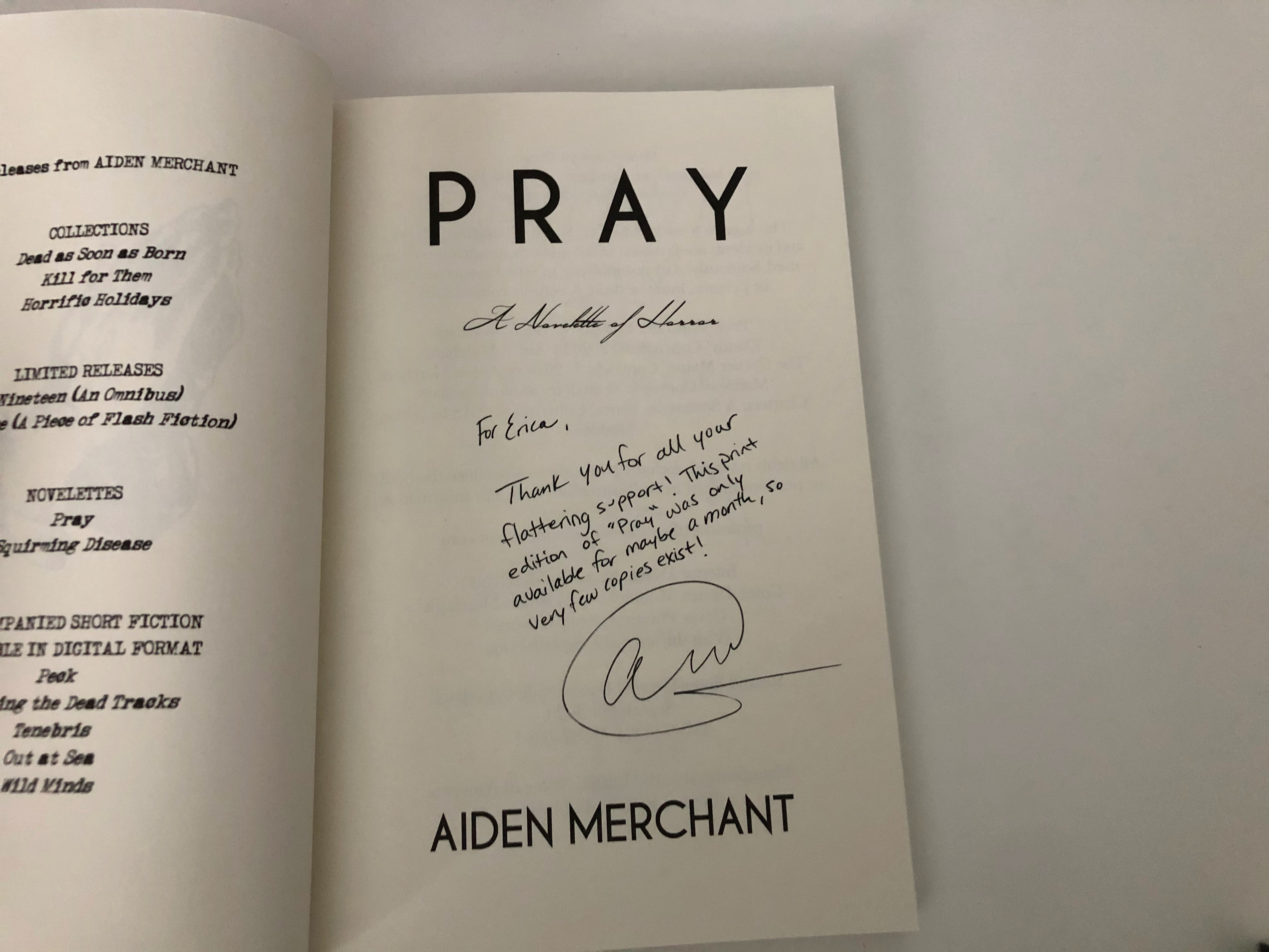 Pray Autograph from Aiden Merchant