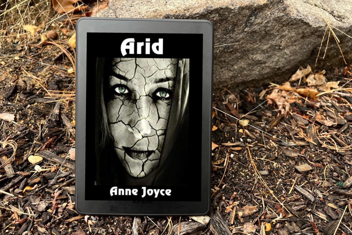 Arid by Anne Joyce book photo of girls face that is cracked like desert sands