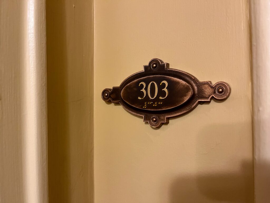 Room 303 in the Omni Parker Hotel, Boston Massachusetts - Room Number