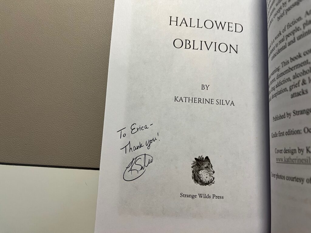 Signed copy of Hallowed Oblivion by Katherine Silva