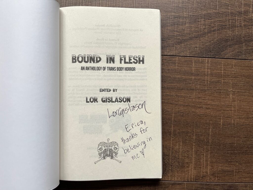 Signed copy of Bound in Flesh edited by Lor Gislason