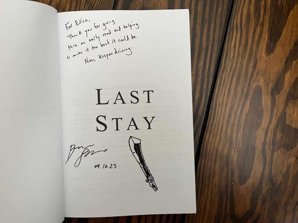 Last Stay by Brennan LaFaro signed copy